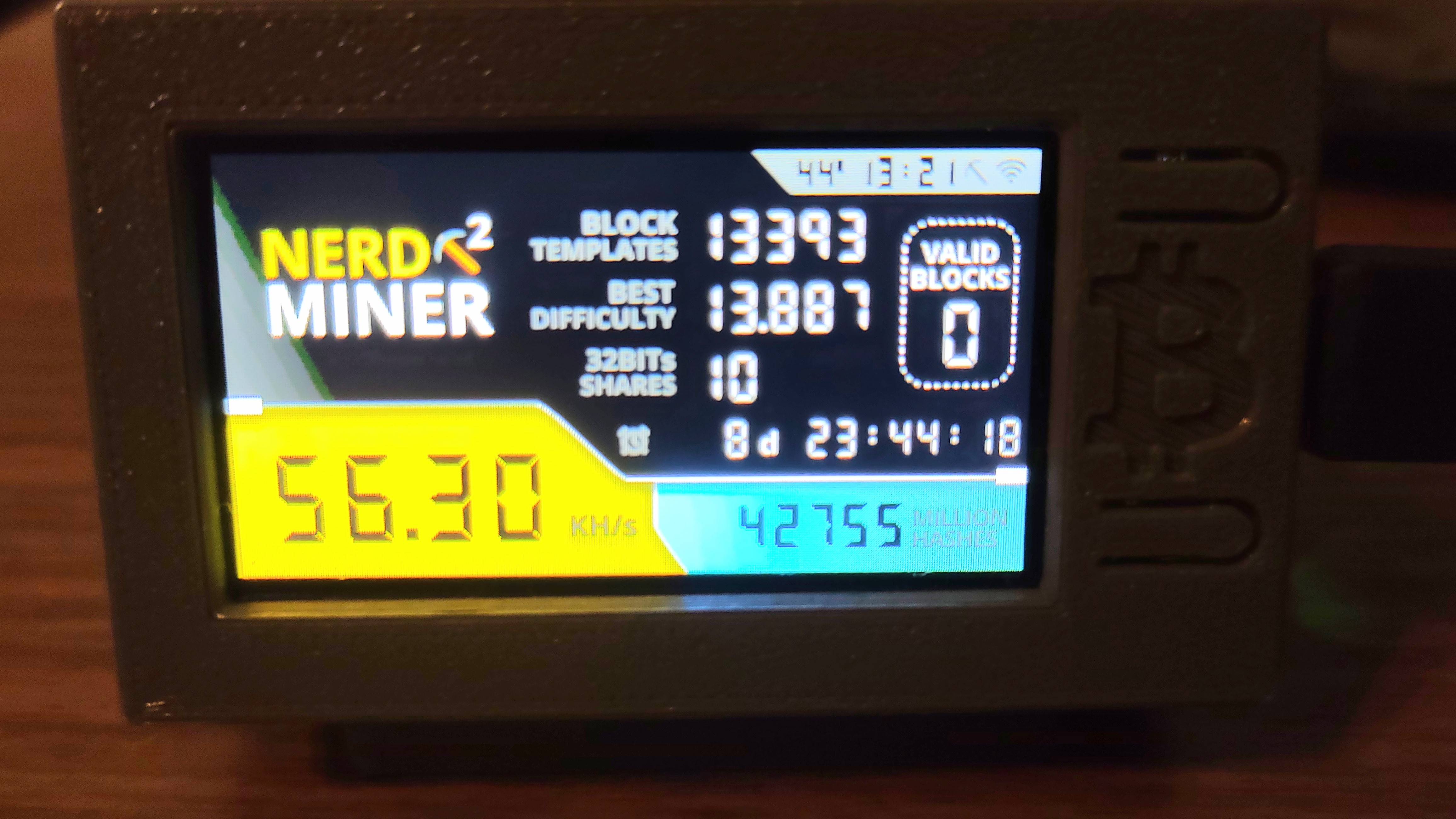 Mein NERDMINER läuft und läuft, aber noch kein Block gefunden